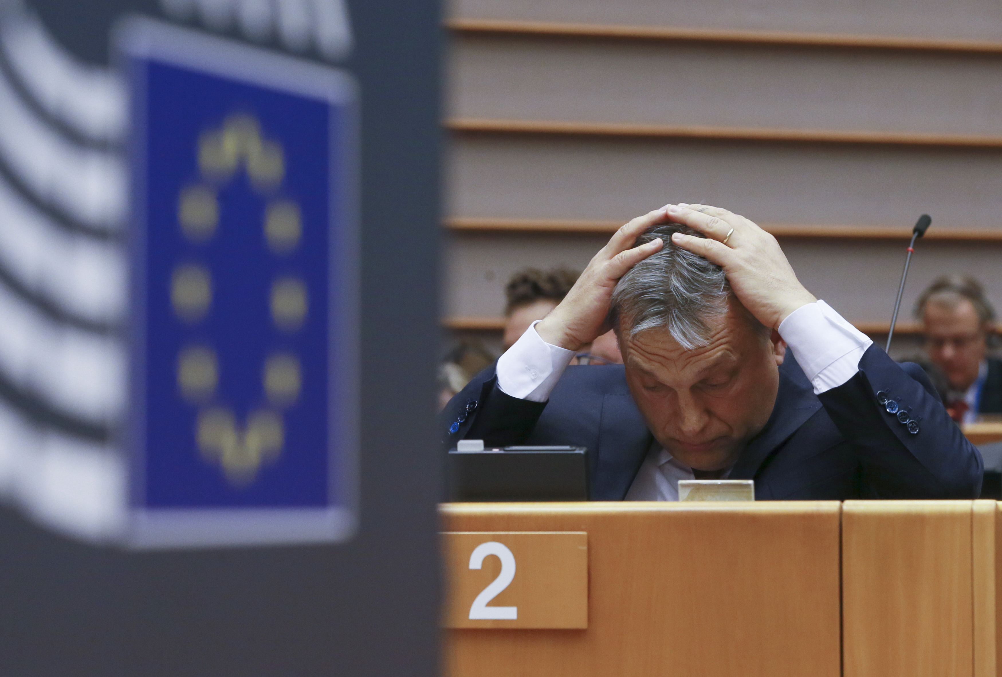 Hungarian Prime Minister Viktor Orban at plenary session of the European parliament